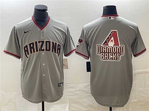 Men%27s Arizona Diamondbacks Gray Team Big Logo Cool Base Stitched Baseball Jersey->arizona diamondbacks->MLB Jersey
